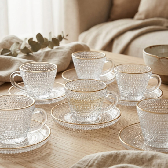 Coffee Cup and Saucer Set - 6 Pcs